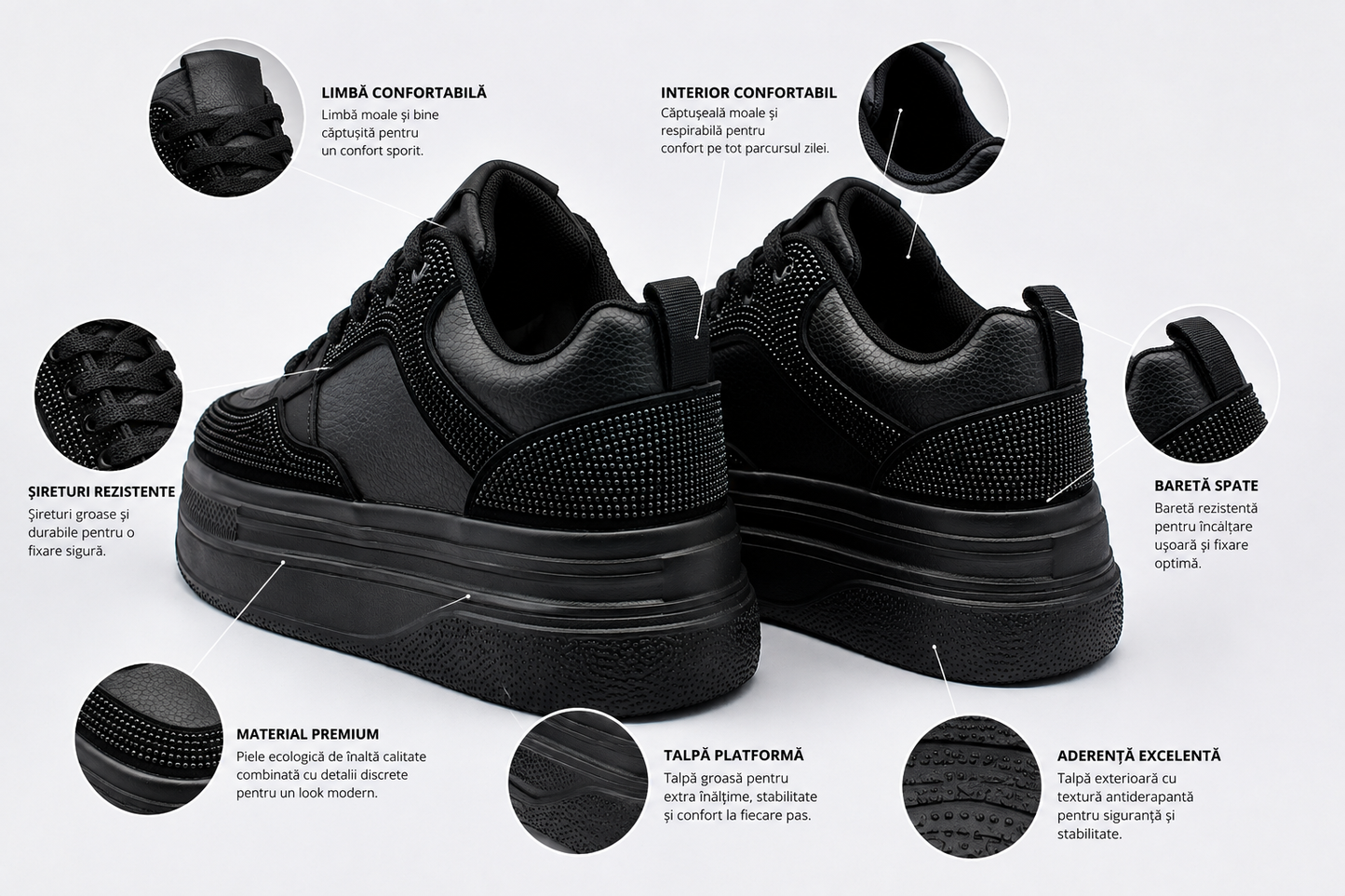 Sneakers Black Glam Platform